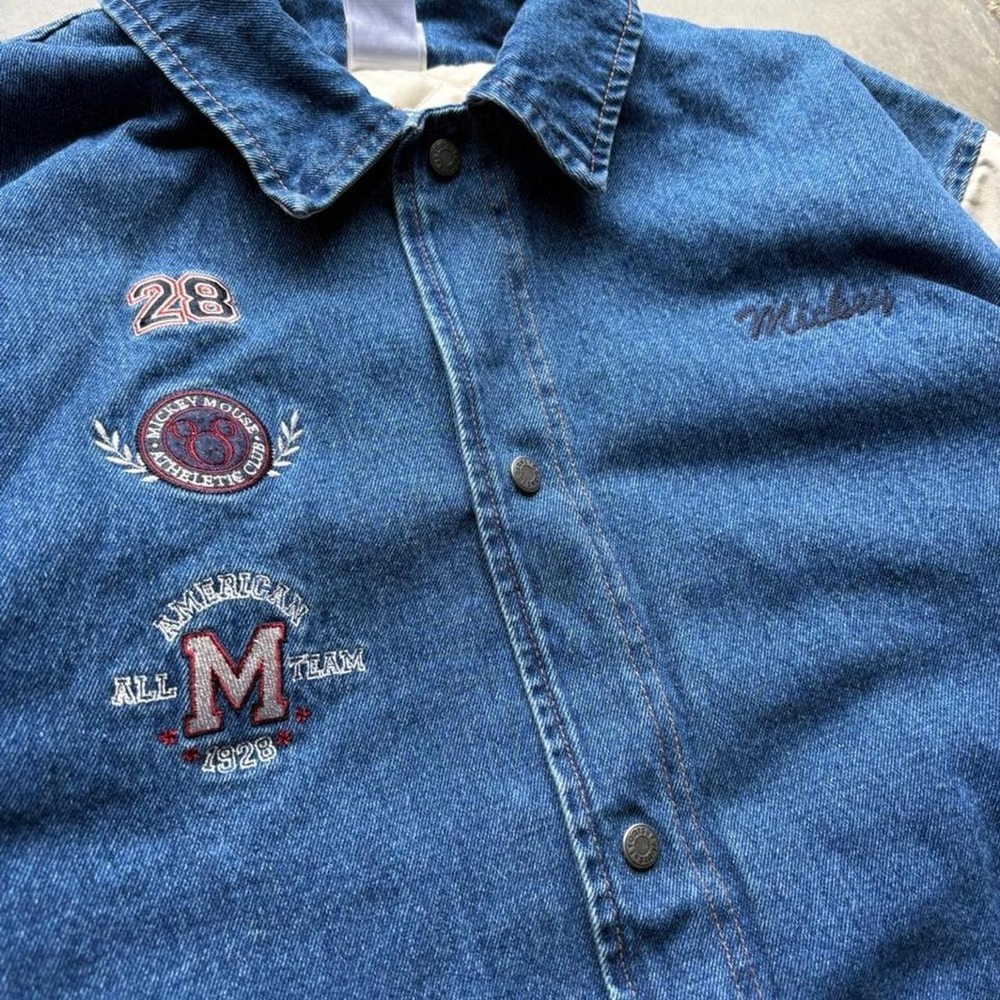90s Disney Mickey Denim Bomber Jacket - Picture 4 of 8